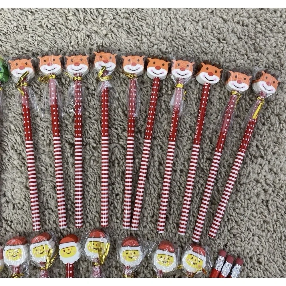 Holiday Mixed Lot of 60 Christmas Holiday Pencils Unsharpened‎